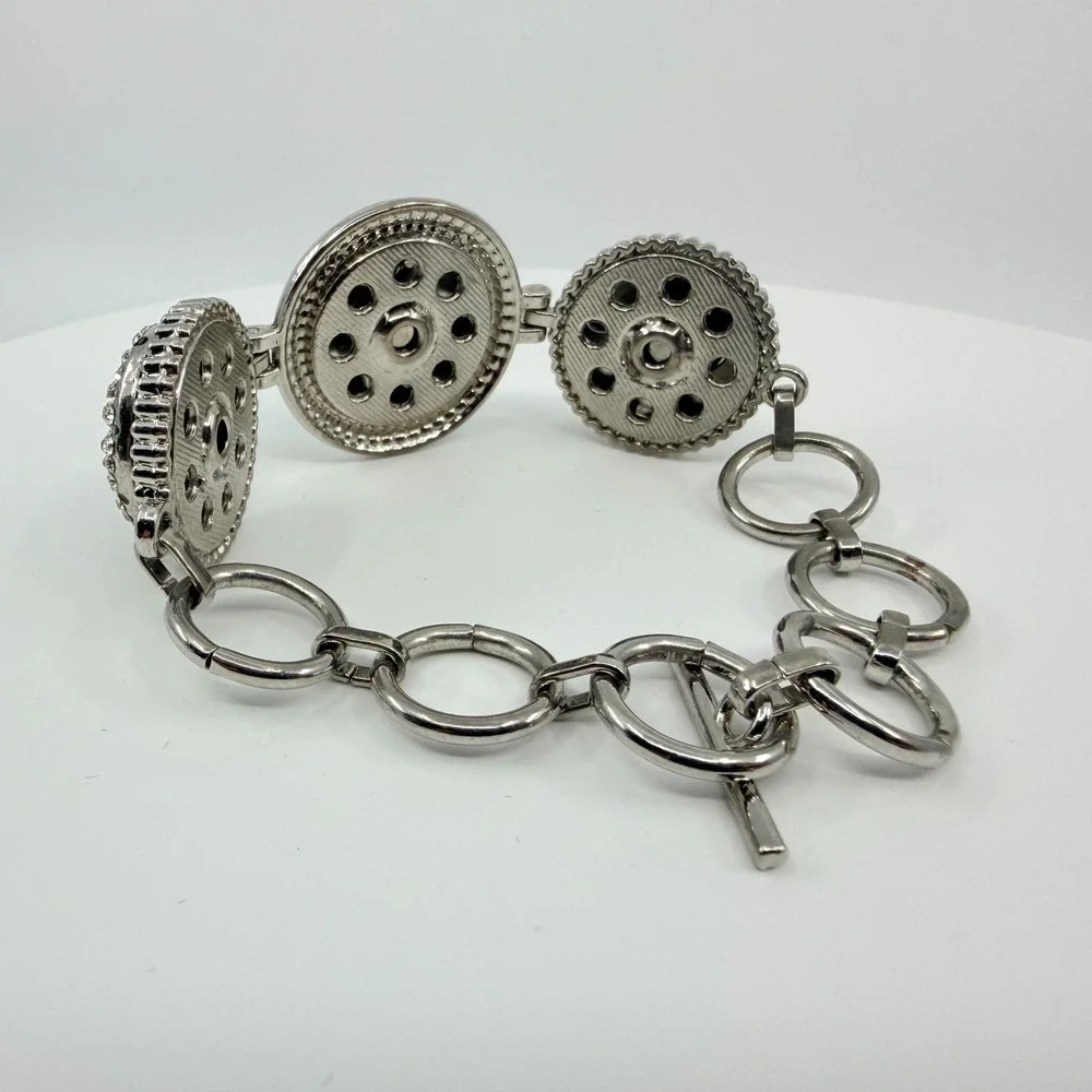 Silver Tone Red White Rhinestone Collegiate Fan‎ Bracelet Ohio Sports Team Boho